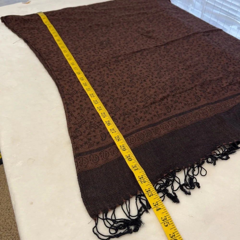 Pashmina Brown Paisley Blanket Scarf/Shawl Silk & Pashmina